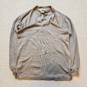VtgFairline Henley Sweater Cotton Men's Small Made in Canada Green Olive Y2K 90s